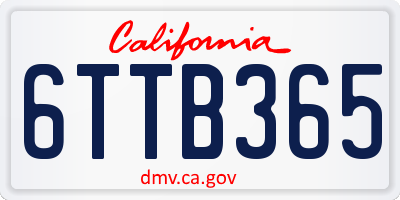 CA license plate 6TTB365