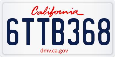 CA license plate 6TTB368