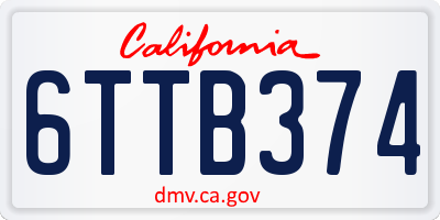CA license plate 6TTB374