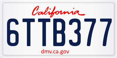 CA license plate 6TTB377