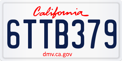 CA license plate 6TTB379