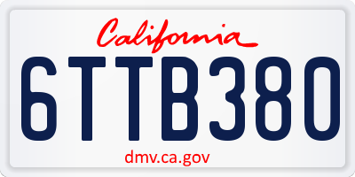 CA license plate 6TTB380