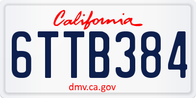 CA license plate 6TTB384