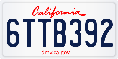 CA license plate 6TTB392