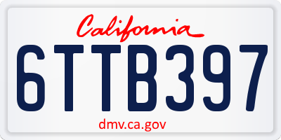 CA license plate 6TTB397