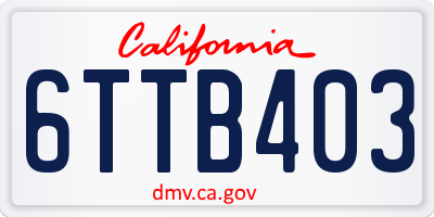 CA license plate 6TTB403