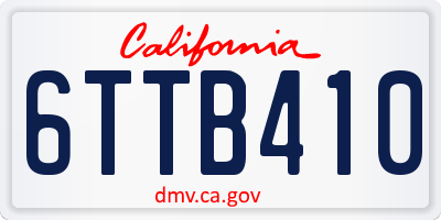 CA license plate 6TTB410