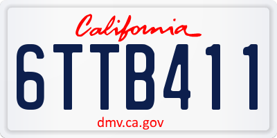 CA license plate 6TTB411