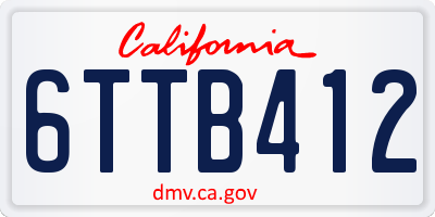 CA license plate 6TTB412