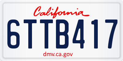 CA license plate 6TTB417