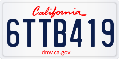 CA license plate 6TTB419