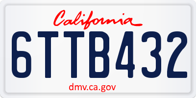 CA license plate 6TTB432