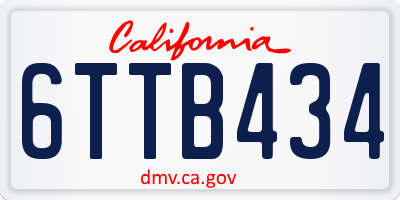CA license plate 6TTB434