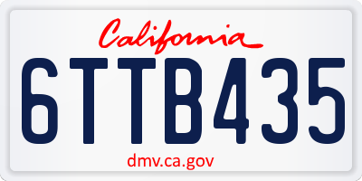 CA license plate 6TTB435