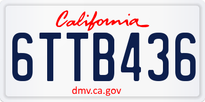 CA license plate 6TTB436