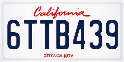 CA license plate 6TTB439
