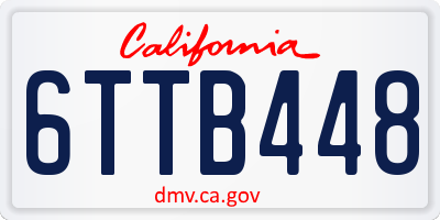 CA license plate 6TTB448