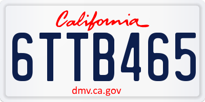 CA license plate 6TTB465