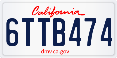 CA license plate 6TTB474