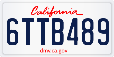 CA license plate 6TTB489