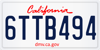 CA license plate 6TTB494