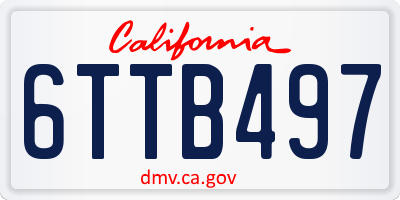 CA license plate 6TTB497