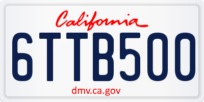 CA license plate 6TTB500
