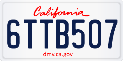 CA license plate 6TTB507
