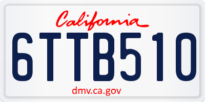 CA license plate 6TTB510