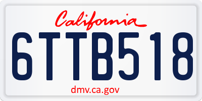 CA license plate 6TTB518
