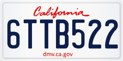 CA license plate 6TTB522