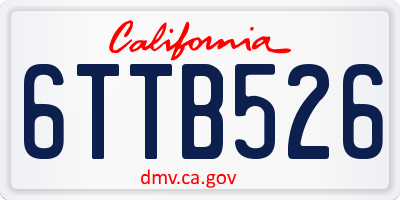 CA license plate 6TTB526
