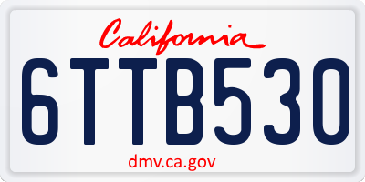 CA license plate 6TTB530