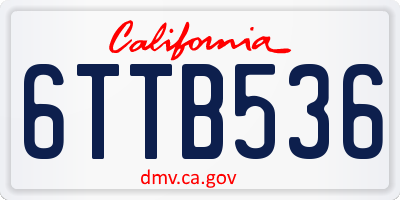 CA license plate 6TTB536