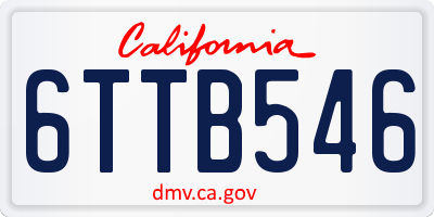 CA license plate 6TTB546