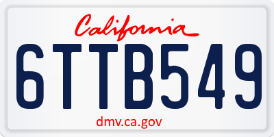 CA license plate 6TTB549
