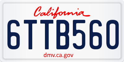 CA license plate 6TTB560