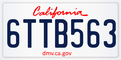 CA license plate 6TTB563