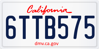 CA license plate 6TTB575