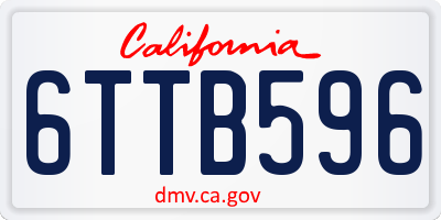 CA license plate 6TTB596