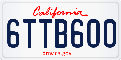 CA license plate 6TTB600