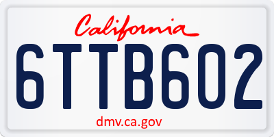 CA license plate 6TTB602