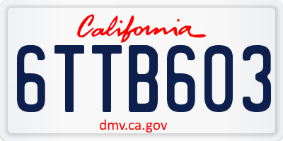 CA license plate 6TTB603
