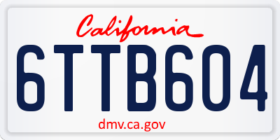 CA license plate 6TTB604
