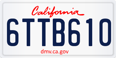 CA license plate 6TTB610
