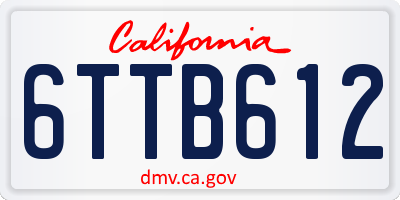CA license plate 6TTB612