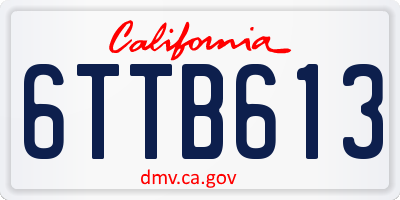 CA license plate 6TTB613