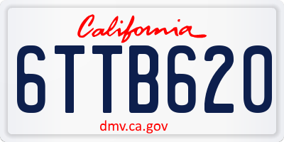 CA license plate 6TTB620