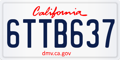 CA license plate 6TTB637