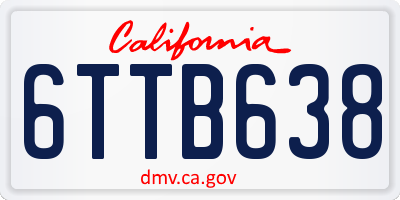 CA license plate 6TTB638